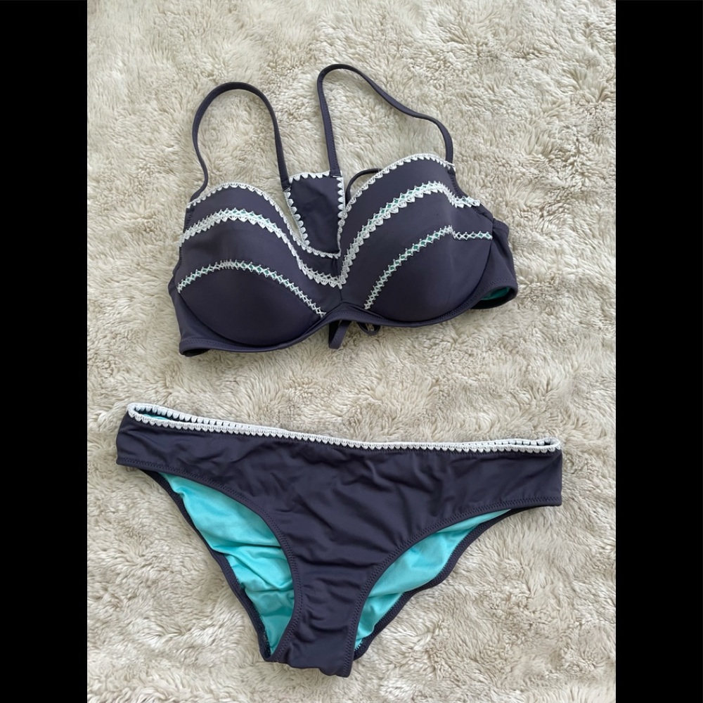 Shade & Shore - Grey and Teal Swimsuit set 36B/M